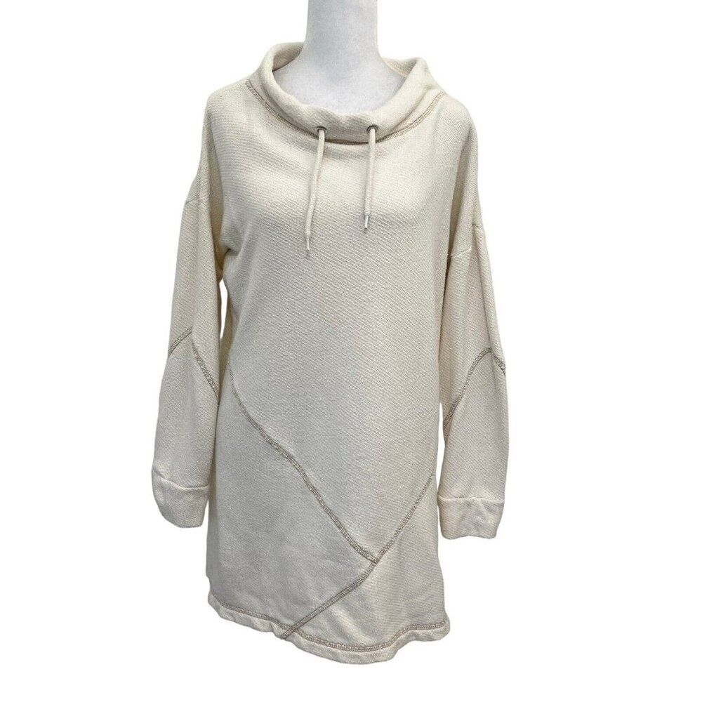 Soft Surroundings Mock-Neck Knit Pullover Sweater Tunic Cream size Medium